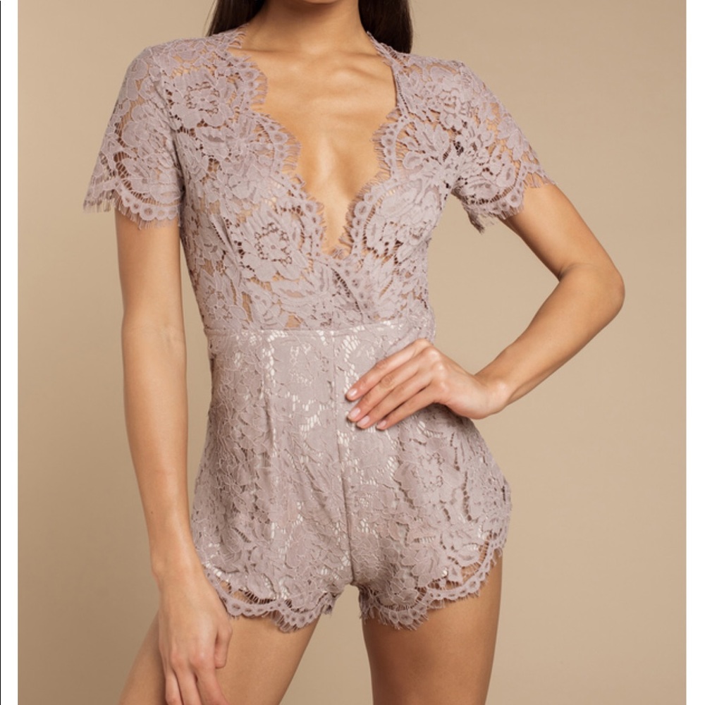 TOBI Mauve Lace Romper